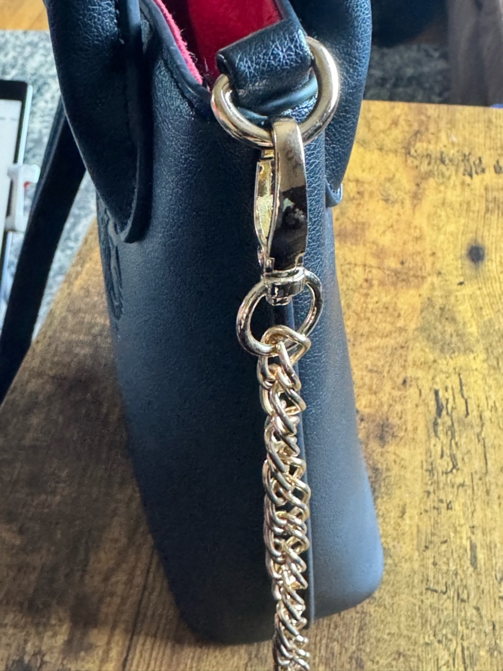 Starbucks Black Mini Tote with Red Lining and Gold Chain strap * - Picture 9 of 9